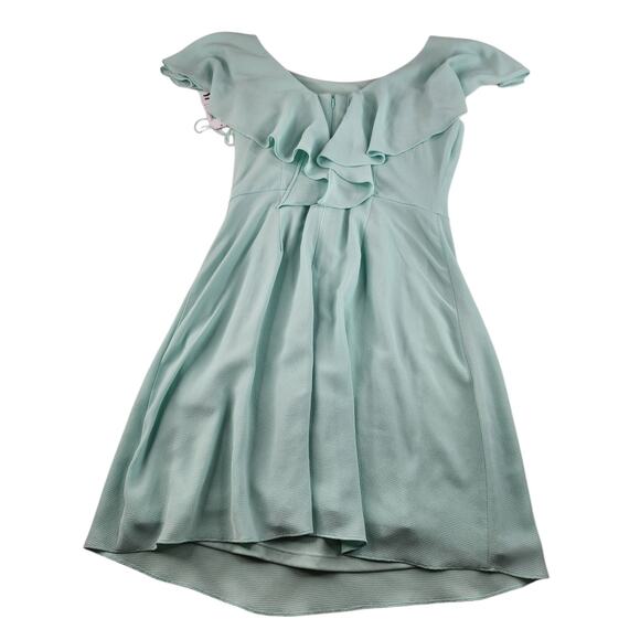 London Times Dress Womens 10 Mint Green Sea Foam Ruffle Butterfly Fit Flare - Picture 6 of 16